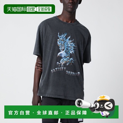 1h可退 香港直邮Satisfy 男士 MOTHTECH 复古黑色带Logo印花T恤 1