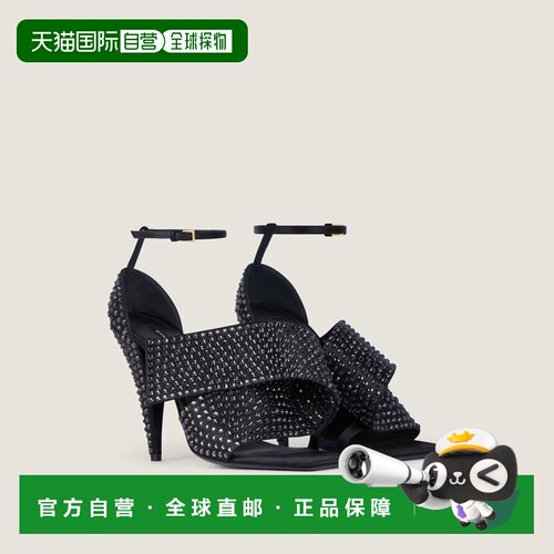 自营欧洲直邮Givenchy纪梵希 Sliced Square女士黑色缎面水钻高跟