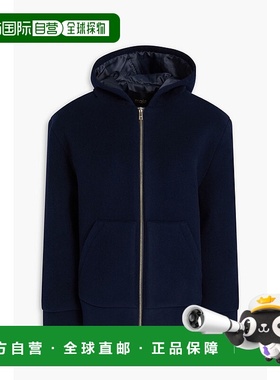 香港直邮Maje 女士 羊毛混纺毛毡连帽夹克 MFPBL00752MARINE外套