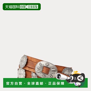 棕色皮革Concho模压腰带 男士 自营欧洲直邮Ralph Lauren拉夫劳伦