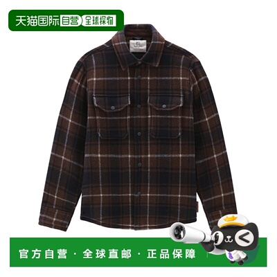 自营欧洲直邮WOOLRICH 23年新款 Alaskan系列 男士棕色棉混纺格纹
