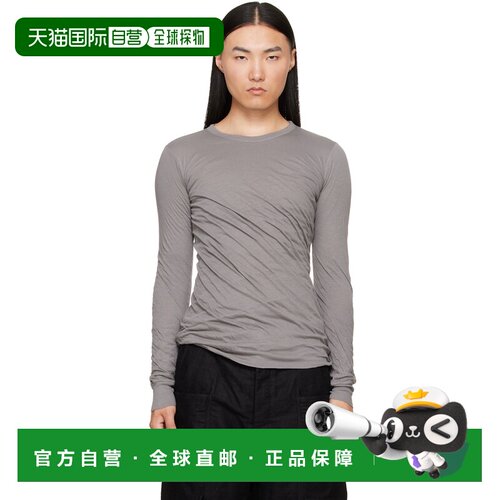 香港直邮rick owens 瑞克 欧文斯 男士 灰色 Tower Double 长袖 T