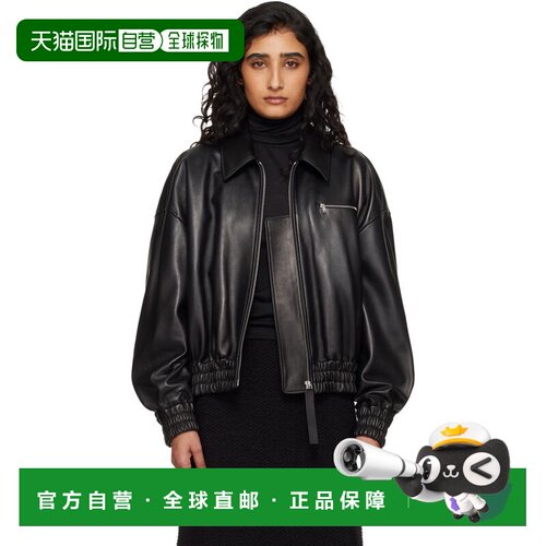 1h可退 香港直邮Jil Sander 吉尔 桑达 女士 黑色皮革夹克 J02SW0