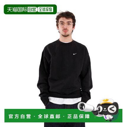 自营欧洲直邮Nike耐克 Solo Swoosh系列男士黑色棉质圆领卫衣