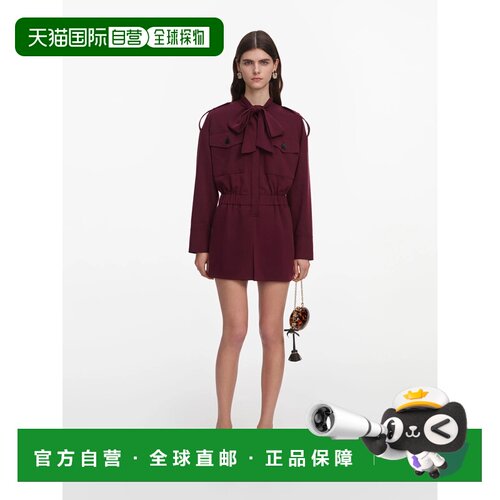 香港直邮Self-Portrait 女士 斜纹布绑带领连体衣 PF26136JSBUBUR