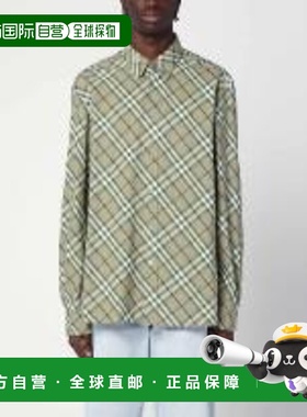 1h可退 香港直邮Burberry 巴宝莉 男士 SAXON 绿色格纹衬衫 81093