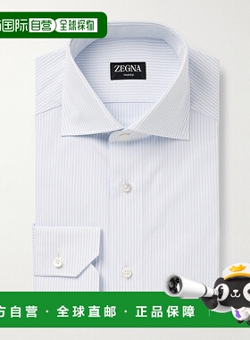 香港直邮zegna 杰尼亚 男士 Trofeo™ 剪口领条纹衬衫 9MS0BA70104