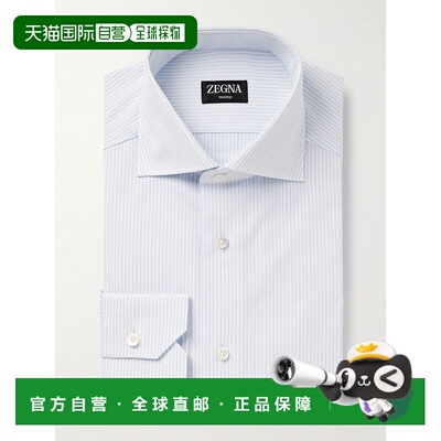 香港直邮zegna 杰尼亚 男士 Trofeo™ 剪口领条纹衬衫 9MS0BA70104