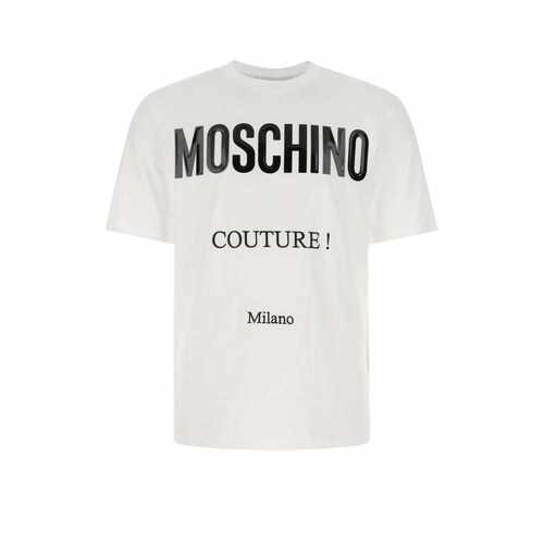 香港直邮MOSCHINO 男士T恤 A072152411001 SS2026 白色 徽标 T 恤