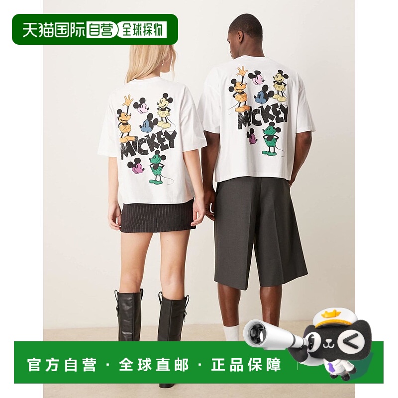 1h可退 香港直邮ASOS 女士 Disney prints 设计男女通款宽松款米T