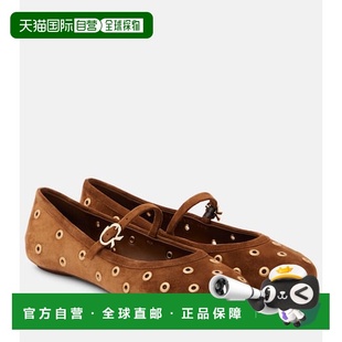 香港直邮Gianvito Rossi 吉安维托 罗西 女士 铆钉绒面革玛丽珍平