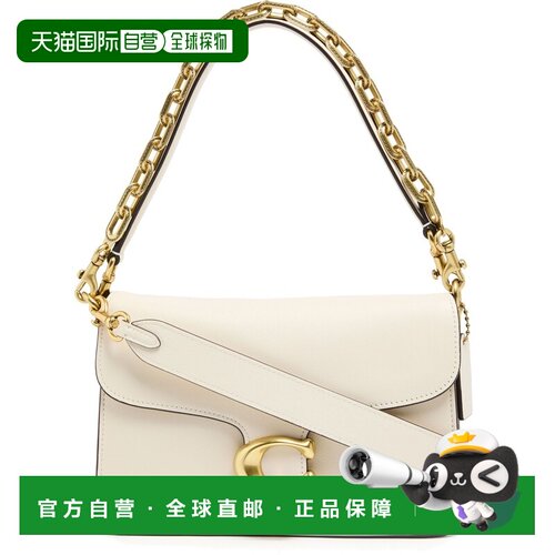 自营欧洲直邮COACH蔻驰 Tabby女士米白色粒面皮革链条单肩包