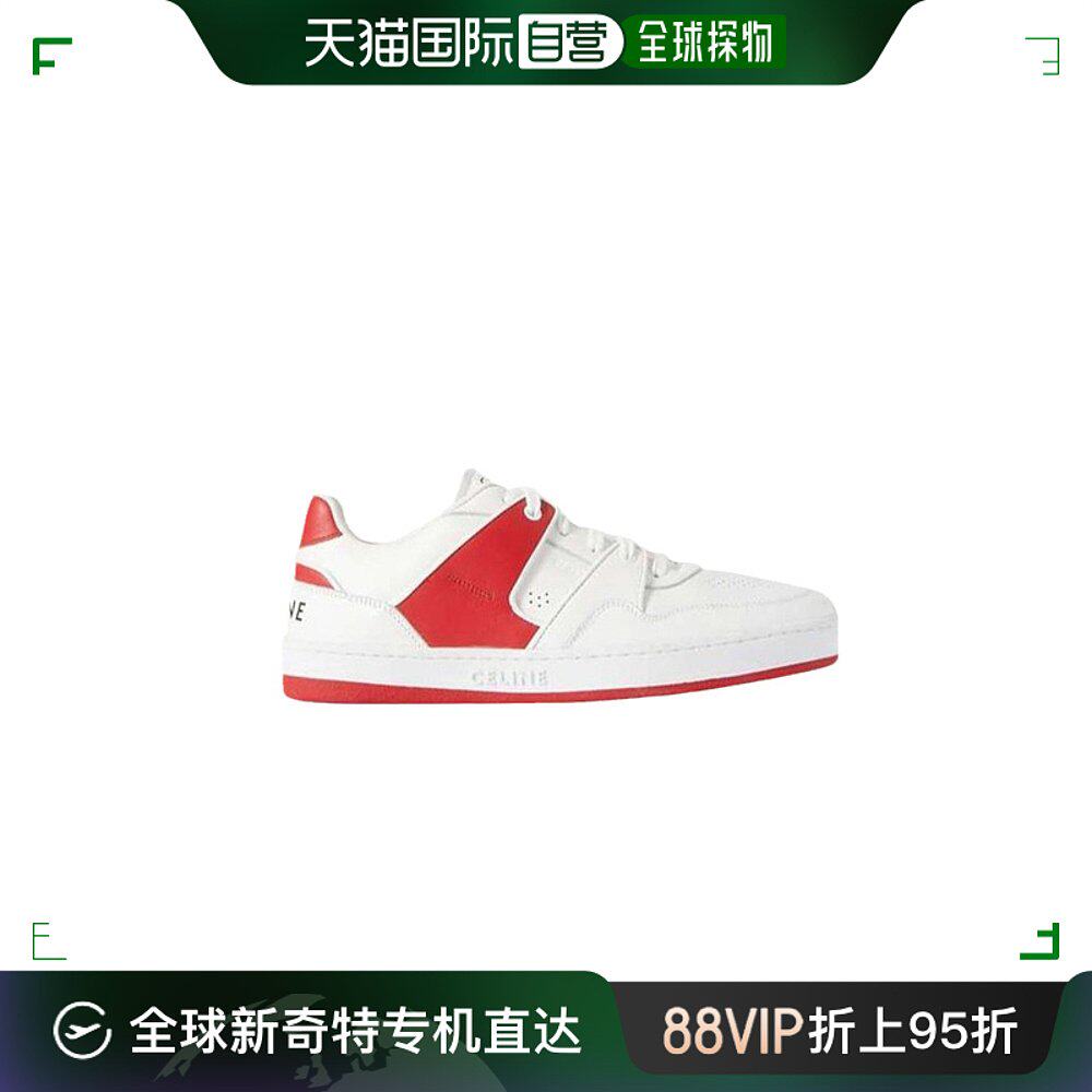 香港直邮Celine思琳男士休闲运动鞋红白拼色皮质透气徽标舒适耐磨