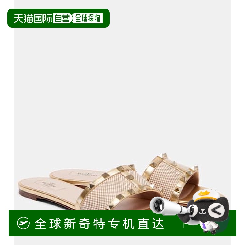 1h可退 香港直邮Valentino 华伦天奴 女士 铆钉皮革边凉拖