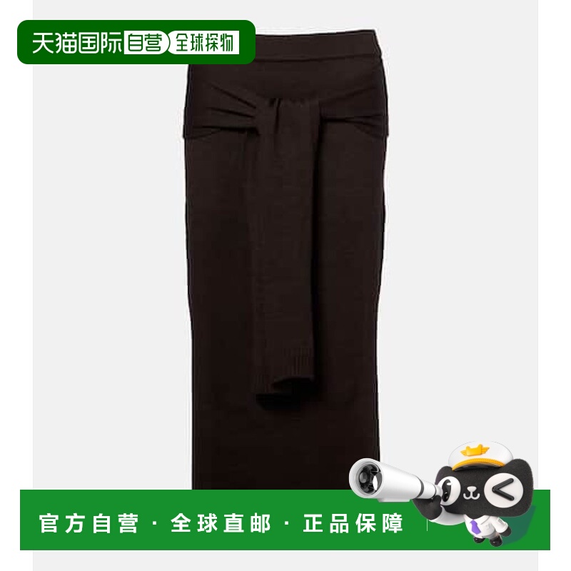 香港直邮Lemaire 女士 Trompe L'œil 羊毛混纺中长半身裙