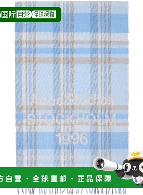 香港直邮Acne Studios 艾克妮 男士 蓝色 Wide Check Logo 围巾 C
