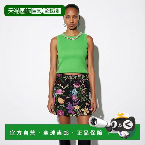 自营欧洲直邮GUCCI古驰 女士多色真丝提花Gucci Flora迷你半身裙