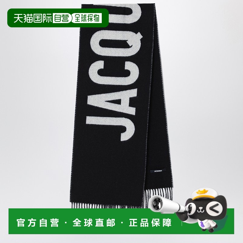 香港直邮Jacquemus 女士 黑色羊毛带Logo围巾 22HACU0043AOT40019