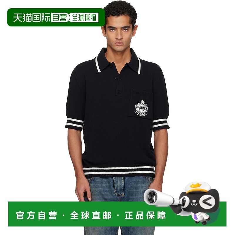 香港直邮Balmain 巴尔曼 男士 黑色 College Emblem Embroidery K