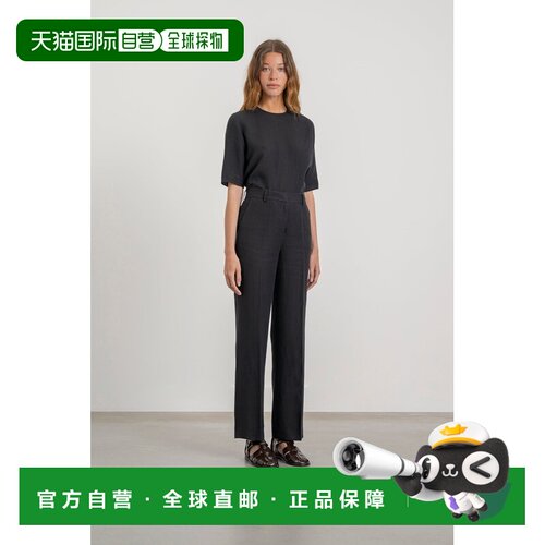自营欧洲直邮Mardi Isabelle女士亚麻休闲裤黑色阔腿裤西装裤