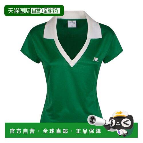Courreges 徽标刺绣 V 领 Polo 衫 826JT0579JS0195短袖