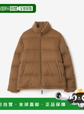 自营欧洲直邮Burberry博柏利 Snowdon系列男士驼色羊绒双向拉链开