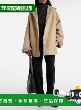 1h可退 香港直邮YVES SALOMON 女士 可反穿皮革毛羊皮夹克