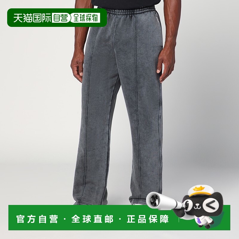 1h可退 香港直邮Represent 男士 褪色设计黑色棉质慢跑者长裤 INM