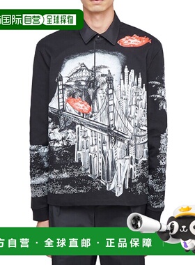 【99新未使用】香港直邮Valentino 黑色印花图案衬衫 UV3MH01H6HR