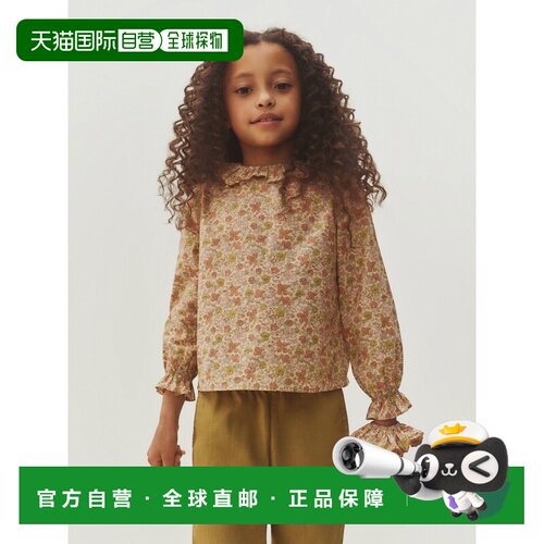 欧洲直邮Bonpoint Melusina女孩粉色/多色花卉图案Liberty衬衫