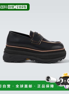 1h可退 香港直邮Sacai 男士 皮质防水台乐福鞋 black黑色 舒适时