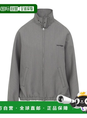 1h可退 香港直邮Courreges 女士 扣拉鍊千鳥格飛行員夾克 126CBL3