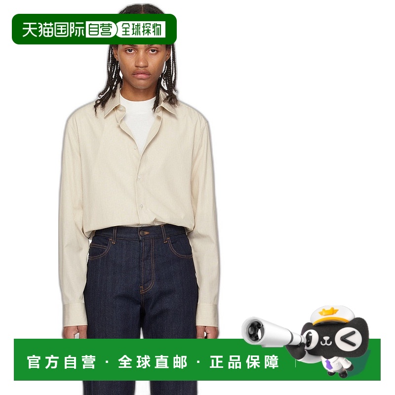 香港直邮The Row 男士 米色 Julio 衬衫 474W2803条纹府绸
