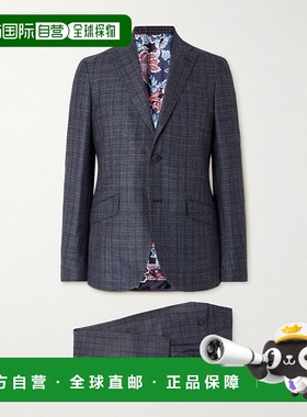 香港直邮Etro 艾特罗 男士 Roma 格纹羊毛真丝亚麻混纺套装 MRGC0