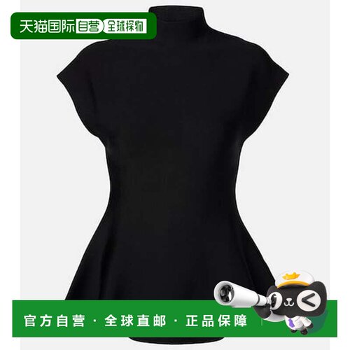 1h可退 香港直邮KHAITE 女士 Andra 收腰上衣 black黑色 舒适时尚