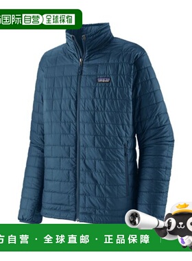 自营欧洲直邮PATAGONIA NANO PUFF男士藏蓝色再生聚酯拉链羽绒服