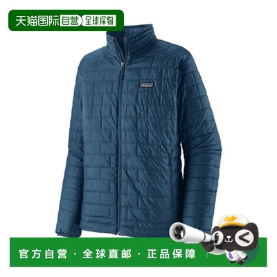 自营欧洲直邮PATAGONIA NANO PUFF男士藏蓝色再生聚酯拉链羽绒服