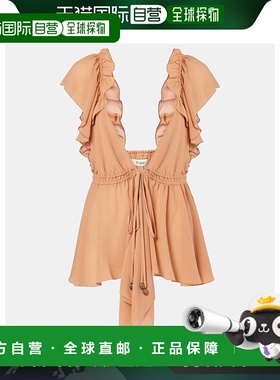 香港直邮Chloe 蔻依 女士 荷叶边真丝雪纺上衣 orange橙色 舒适时