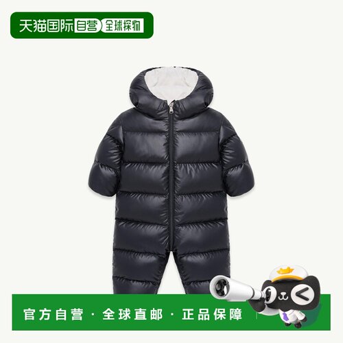 欧洲直邮Moncler盟可睐 Alanie婴儿深蓝色聚酯纤维连帽滑雪连体衣