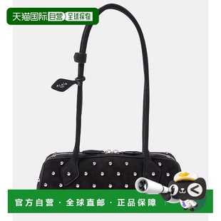 香港直邮Alaia 女士 Le Teckel 小号铆钉绒面革斜挎包肩包女包