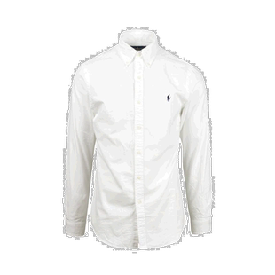 香港直发RALPH LAUREN男士白色棉质刺绣衬衫时尚百搭710736557