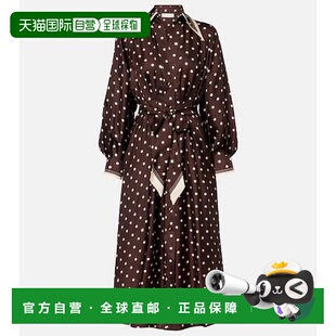 1h可退 香港直邮ZIMMERMANN 女士 波尔卡圆点束带真丝衬衫式连衣