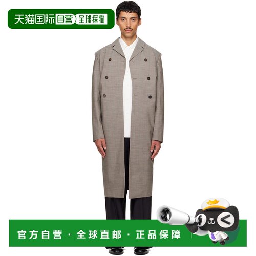 香港直邮Jil Sander 吉尔 桑达 男士 灰色双排扣大衣 J21AA0214J4