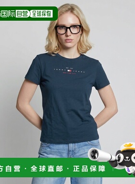 欧洲直邮Tommy Jeans  女装 短袖T恤衫 冬天 海蓝色 TJW REG US L