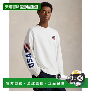 自营欧洲直邮Ralph 男士 白色棉质旗帜高领套头衫 Lauren拉夫劳伦