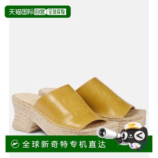 女士 Anagram 香港直郵LOEWE 花瓣皮質麻底坡跟鞋 羅意威 1h可退
