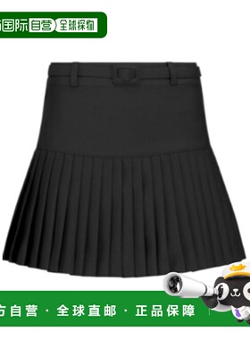 香港直邮Dior 褶饰细节半身裙羊毛A字裙 421J03A1757迪奥