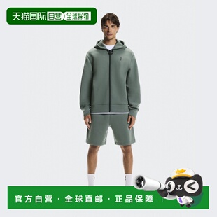 自营欧洲直邮ON昂跑 Focus系列男士橄榄绿棉质拉链口袋连帽卫衣