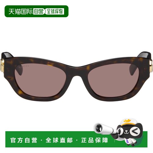 香港直邮Gucci 古驰 女士 棕色 Low Nose Bridge Fit 太阳镜 GG19
