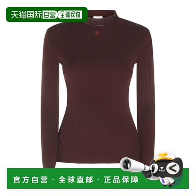 1h可退 香港直邮Courreges 女士 VINYL 酒红色Polo毛衣 326MPU285